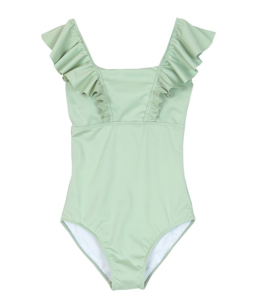 SEA DRESS 水着 ショルダーフリルスクエアネックワンピース/水着