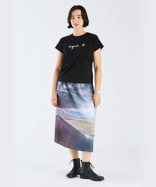agnes b. アニエスベー　Brando ロゴプリント　半袖Tシャツ　ブルー ロゴプリント コットン 半袖Tシャツ ”Brando”（Tシャツ