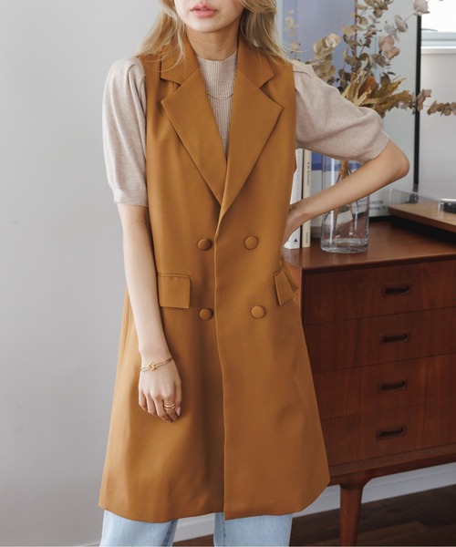 COCOMOMO ベスト ジレ テーラード ロングジレ レディース : ZOZOTOWN