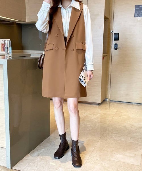 COCOMOMO ベスト ジレ テーラード ロングジレ レディース : ZOZOTOWN