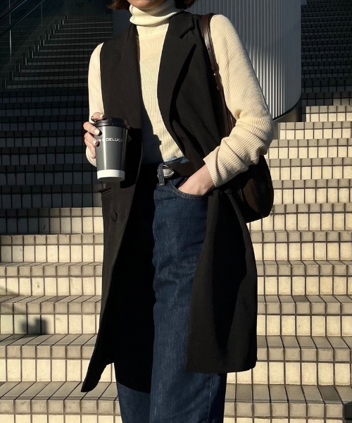 COCOMOMO ベスト ジレ テーラード ロングジレ レディース : ZOZOTOWN