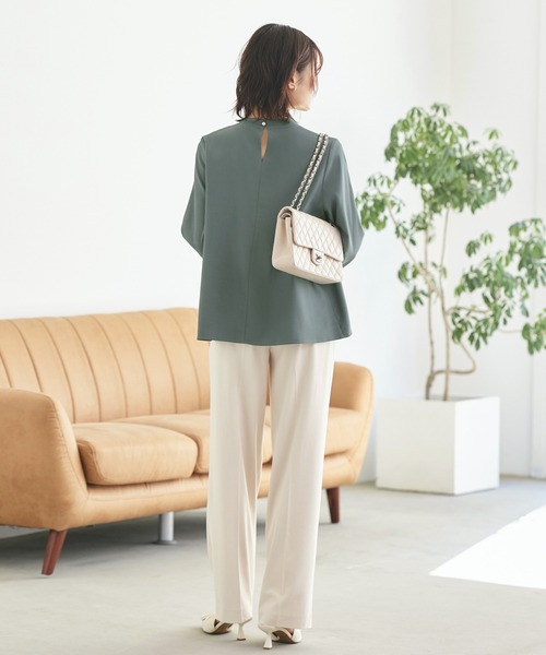ルイルエブティック RUIRUE BOUTIQUE 選べるデザインフロントタックボウタイブラウス （A長袖/ピンクベージュ） RUIRUE BOUTIQUE ブラウス シャツ 洗える ストレッチ ｜ 選べる
