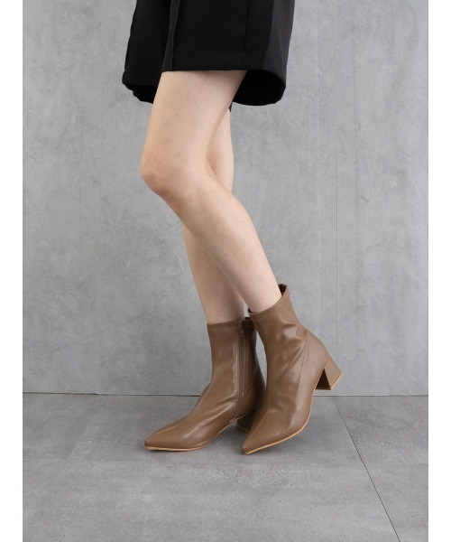 ブーツ ストレッチポインテッドショートブーツ レディース : ZOZOTOWN