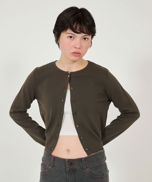 TINA：JOJUN オーガニックコットン バタフライボタンカーディガン セール】七分袖 ニットカーディガン TINA：JOJUN（カーディガン