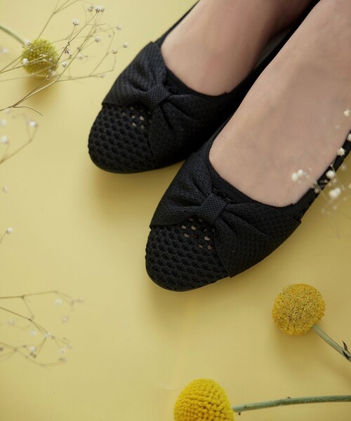 【極美品】Offen リボン ニット フラットシューズ パンプス 黒 24.5㎝ Tiaclasse パンプス リボンニットフラットパンプス : ZOZOTOWN Yahoo