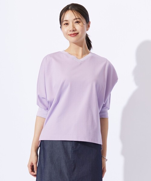 tシャツ TCポンチ ニットコンビ ドルマン カットソー レディース