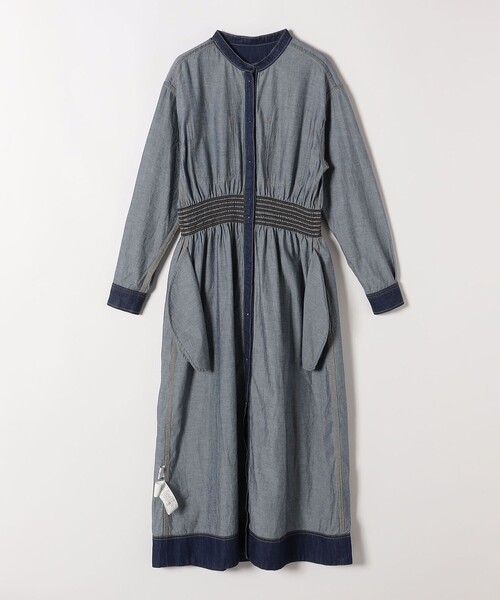 SHIPS any ワンピース any: シャーリング デニム ポケット 「SHIPS
