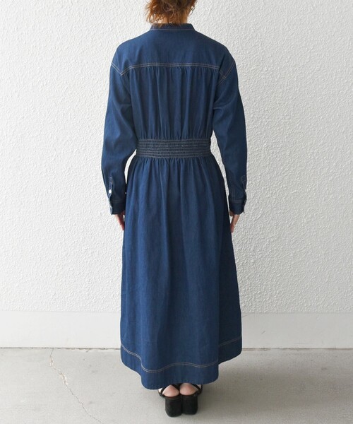 SHIPS any ワンピース any: シャーリング デニム ポケット 「SHIPS