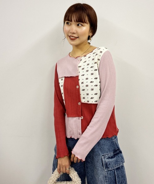 RODEO CROWNS WIDE BOWL カーディガン パッチワーク2WAYリブ