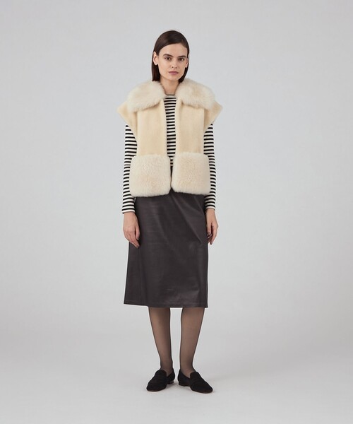 ベスト ジレ メリノムートン ビックカラージレ レディース TOMORROWLAND collection ベスト ジレ メリノムートン ビック