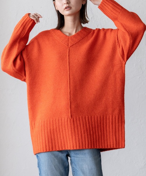 VitaFelice（ヴィータフェリーチェ） ニット セーター Vネックオーバー