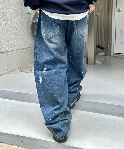 チカシツプラス Chikashitsu + スーパーバギーデニムパンツ Chikashitsu +】super buggy denim pants / 【チカシツプラス