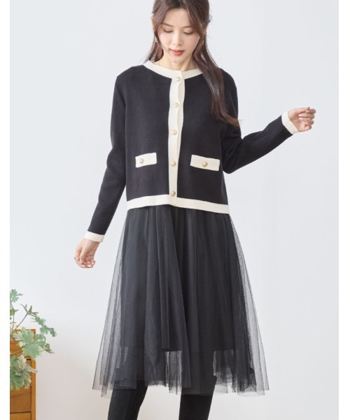 familiar100 ワンピース、カーディガン2点 カーディガン ニットカーディガン＆ワンピース 2点セット レディース