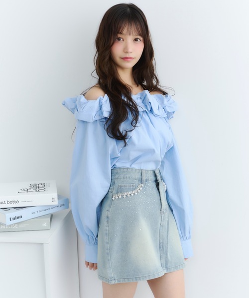 独特な TITTY＆CO. デニムスカート ビジュー付きデニムミニスカート スカート