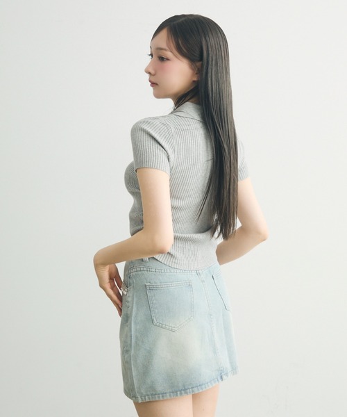 TITTY＆CO. デニムスカート ビジュー付きデニムミニスカート