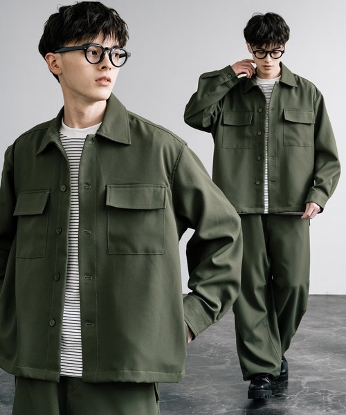 ベロアセットアップ 長袖シャツ×ワイドモップパンツ 韓国 s6811 Rocky Monroe セットアップ 「セットアップ」オーバーサイズCPO