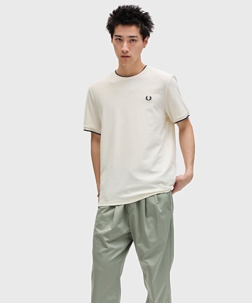 【美品】 FRED PERRY フレッドペリー クレープピケTシャツ セール】Crepe Pique T-Shirt／クレープピケTシャツ（Tシャツ