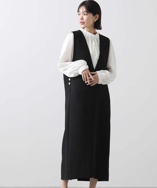 anana（アナナ） ワンピース サイドパールVネックジャンバースカート