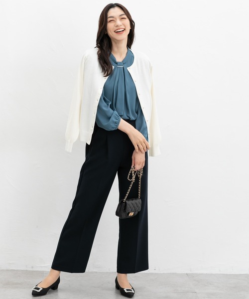 「Honeys」 「GLACIER」ニットカーディガン L ネイビー レディース_画像4