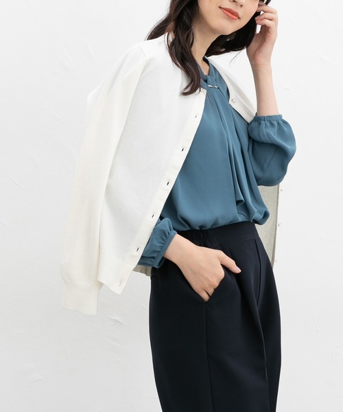 「Honeys」 「GLACIER」ニットカーディガン L ネイビー レディース_画像5