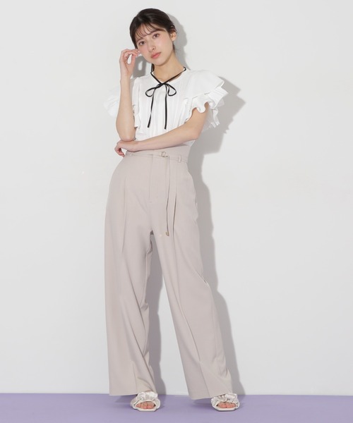 すぐ届く【JILL by JILL STUART】可愛い ハイウエスト パンツ JILL by STUART パンツ ベルト付きハイウエストスラックスパンツ