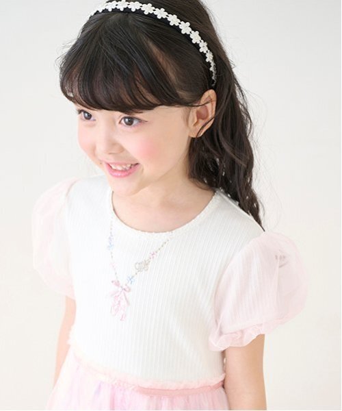 【美品】今季 メゾピアノ　フローラルバレエ柄ドッキングワンピース　90センチ フローラルバレエ柄 ドッキングワンピース(90cm ライト ピンク