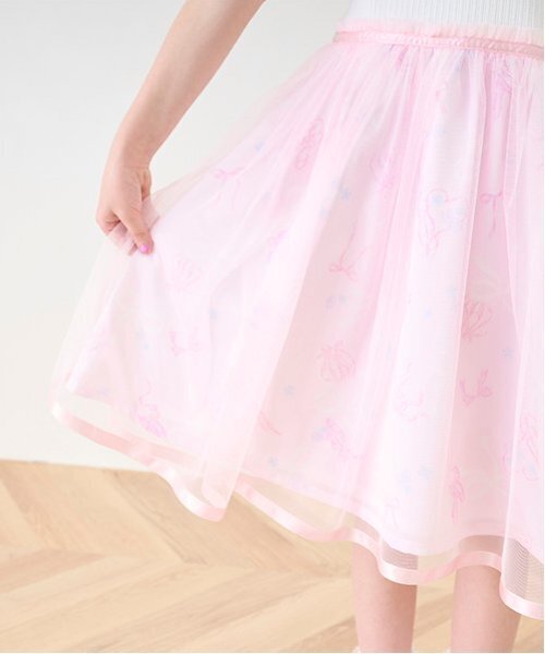 【美品】今季 メゾピアノ　フローラルバレエ柄ドッキングワンピース　90センチ フローラルバレエ柄 ドッキングワンピース(90cm ライト ピンク