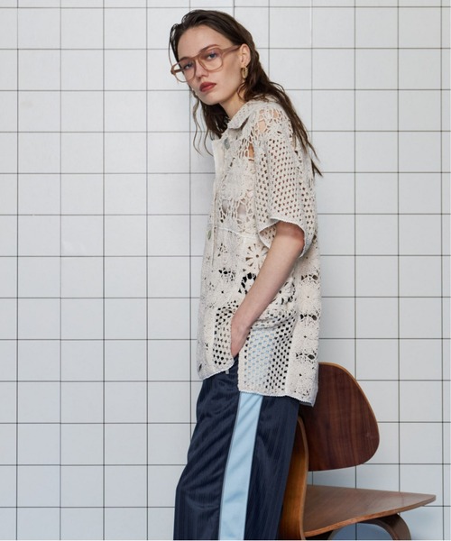 MAISON SPECIAL ブラウス シャツ Mixed Lace Oversized Shirt