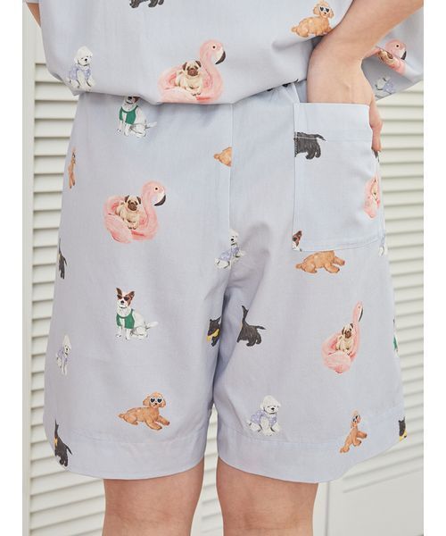 【UNISEX】SUMMER DOG総柄ハーフパンツ ワンポイントTセット gelato pique パジャマ ルームウェア 「UNISEX」SUMMER DOG総柄