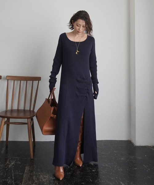 ETRE TOKYO（エトレトウキョウ） ニットワンピース FREE ネイビー