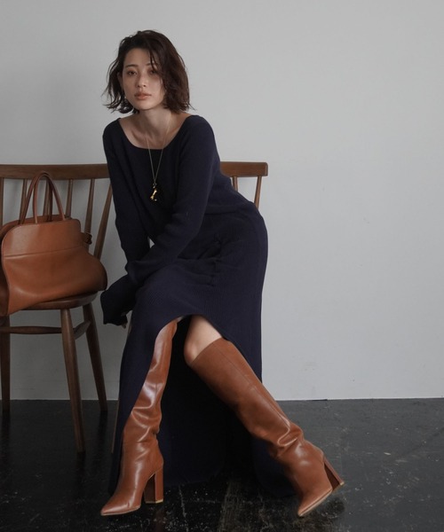 ETRE TOKYO（エトレトウキョウ） ニットワンピース FREE ネイビー