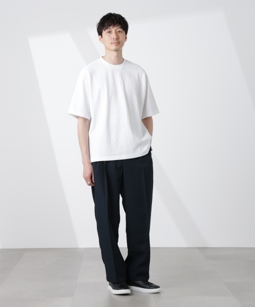 NANO universe パンツ テックリネンリラックスタックテーパード