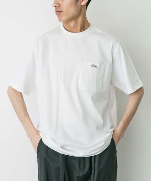 LACOSTE ホワイト Tシャツ 定価11000円 新品 ラコステ LACOSTE ボディーサイズピグメントTシャツ （ホワイト
