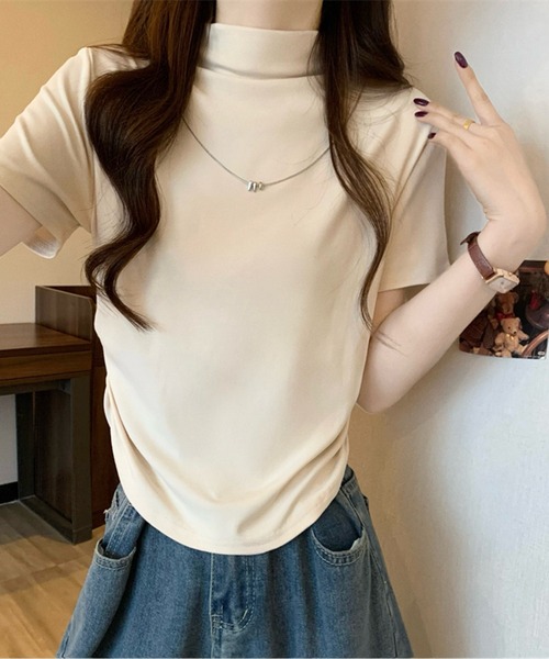ハイネックTシャツ レディース