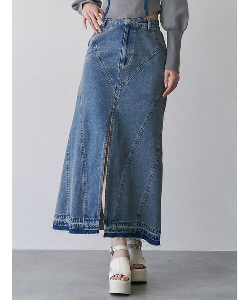 【MURUA】 ⭐️新品未使用⭐️デニム ロングスカート MURUA デニムスカート デニムフロントオープンロングスカート
