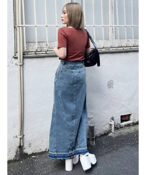 ムルーア　デニムスカート ムルーア MURUA マルチウェイZIPデニムスカート （ブルー