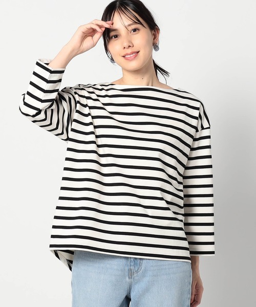tシャツ 「日本製」デラヴェ長袖Tシャツ　ボーダーシーズンカラー レディース