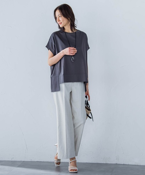 tシャツ ラウンドヘムフライスカットソー「手洗い可能」 レディース LAUTREAMONT tシャツ ラウンドヘムフライスカットソー「手洗い