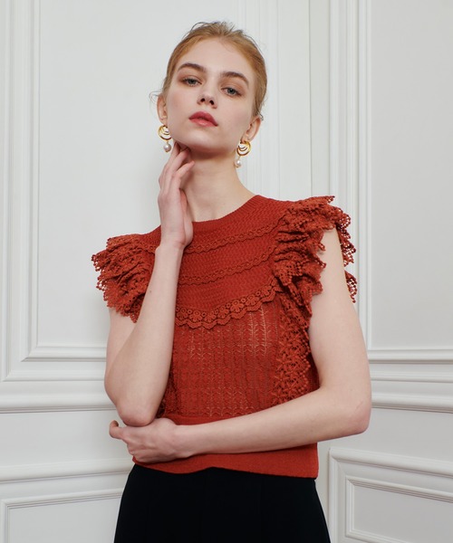 新品未使用　ルルウィルビー　フラワーレースケーブルニット LOULOU WILLOUGHBY（ルルウィルビー） ニット セーター 「LOULOU