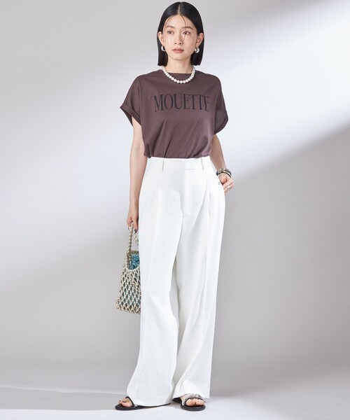 ワイドパンツ スラックス パンツ 「UVカット / 吸水速乾 / 手洗い可能」合繊 タック センター プレス パンツ レディースの画像