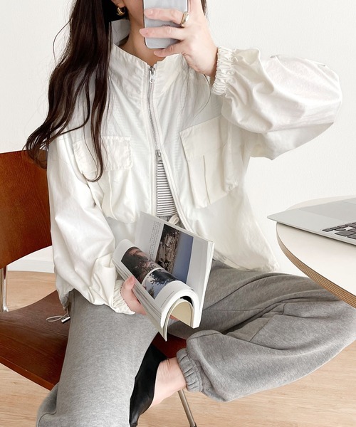 「classicalelf」 ジップアップブルゾン MEDIUM オフホワイト レディース