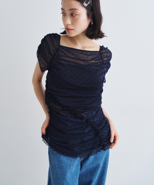 ブラウス シャツ tulle dot mini dress レディース