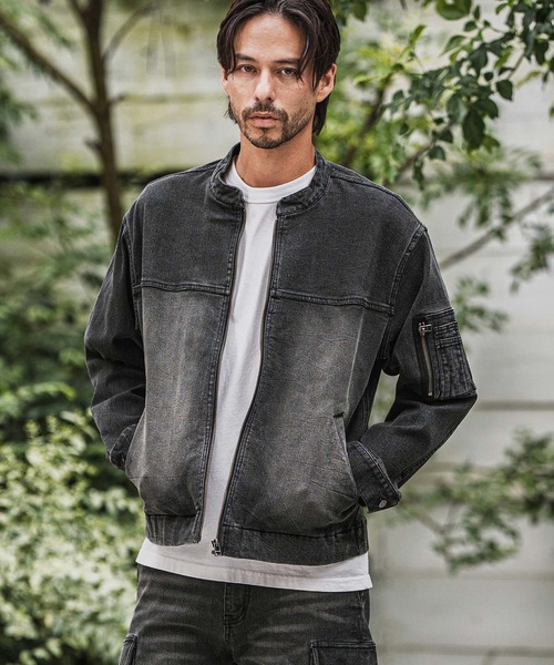 CAMBIO（カンビオ） 革ジャン ライダース mj10946-ストレッチデニム