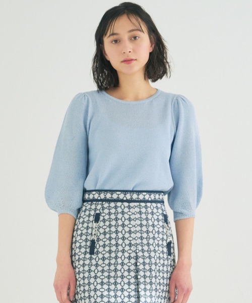 アナイ　七分袖ニット　38 ANAYI 「ANAYI」 7分袖ニット 38 ブルー レディース : ZOZOTOWN
