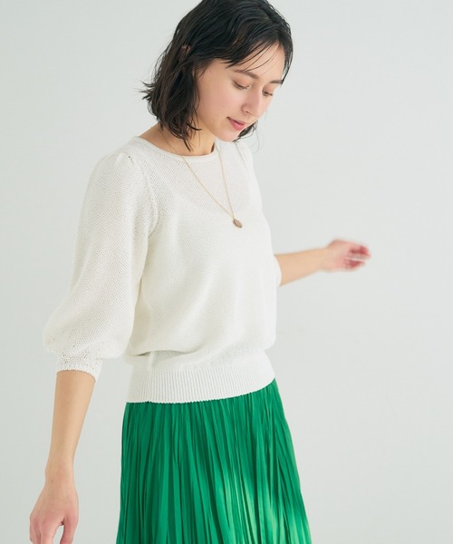 アナイ　七分袖ニット　38 ANAYI 「ANAYI」 7分袖ニット 38 ブルー レディース : ZOZOTOWN