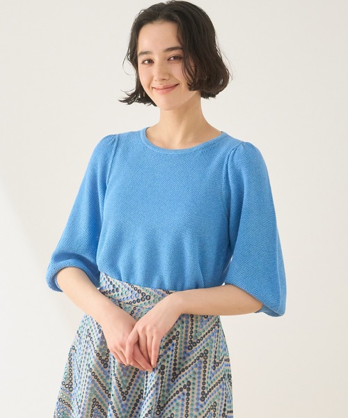 ANAYI 「ANAYI」 7分袖ニット 38 ブルー レディース : ZOZOTOWN