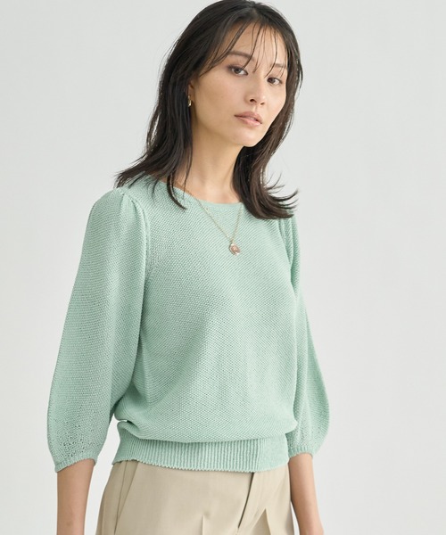 アナイ　七分袖ニット　38 ANAYI 「ANAYI」 7分袖ニット 38 ブルー レディース : ZOZOTOWN