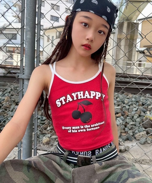 RandS キャミソール 肌着 チェリーpt配色キャミ キッズ 子供服 女の子