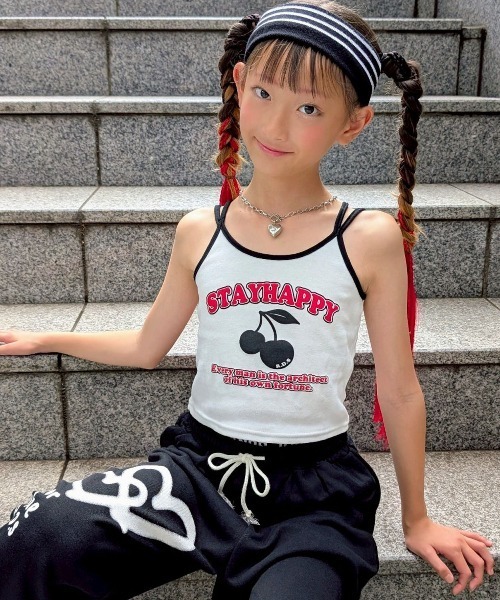 レッドキャミソール Cマーク プリント RandS キャミソール 肌着 チェリーpt配色キャミ キッズ 子供服 女の子