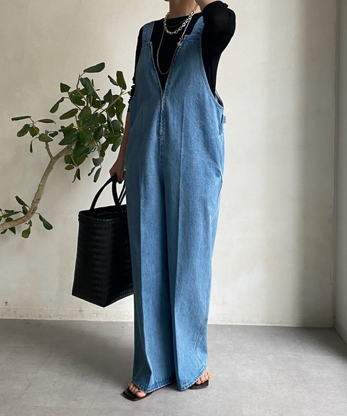 DouDou【新色追加/WEB限定】ミドルオンスデニムサロペット セール】【新色追加/WEB限定】ミドルオンスデニムサロペット（つなぎ